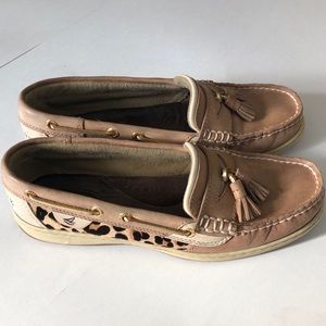 Sperry Tasselfish Linen/Leopard Slip-On Loafers